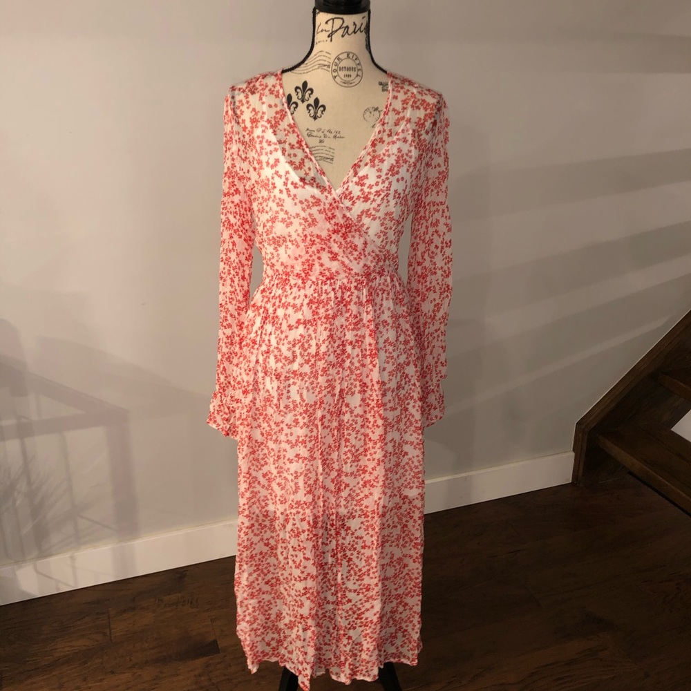 Red Floral Sheer Dress